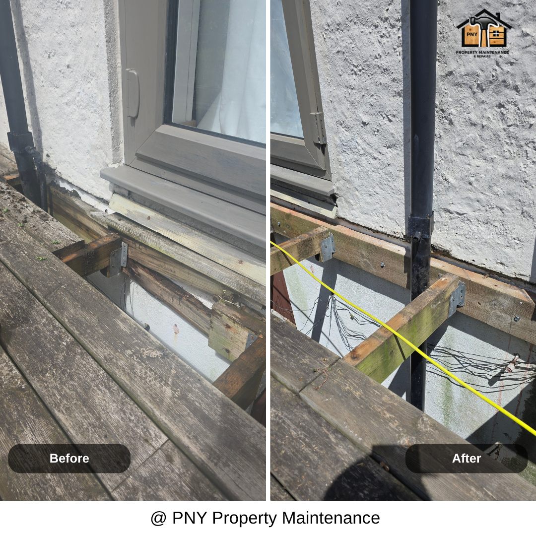 Rotten decking support replacement