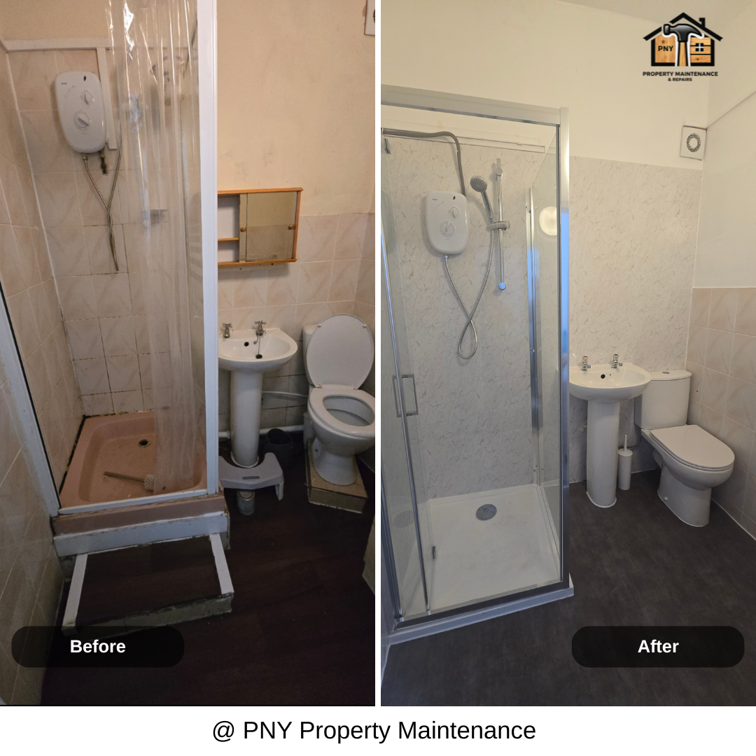 Shower room refurbishment before and after